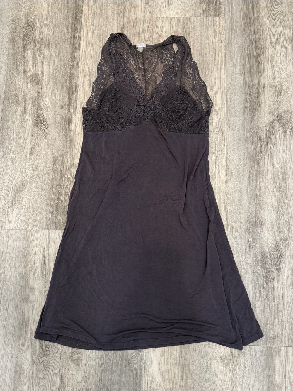 Fleur’t Purple Lace Chemise Nightgown Slip Dress Lace Racerback Size Faded